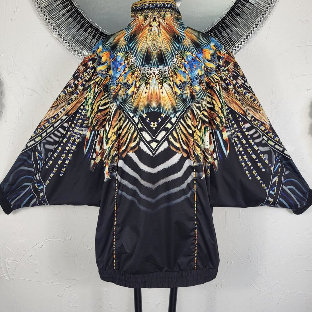 NWT~$600~CAMILLA~L/XL~BLACK LOST PARADISE ANIMAL PRINT WINDBREAKER COAT JACKET